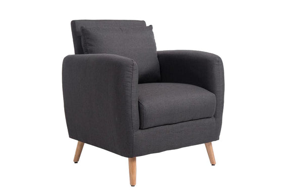 CLP Fauteuil de Salon Tilgard en Tissu I Fauteuil Confortable Rembourrée avec accoudoirs et Dossier Pieds en Bois Solide I Couleur : Gris foncé