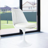 Fusion Living Chaise latérale pivotante Blanc Brillant et Blanc PU