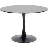 Kare Design Table Schickeria, noir, bois MDF, pied en acier, minimaliste, table a manger, table ronde pour 4 personnes, salle à manger, salon, bureau, Ø110