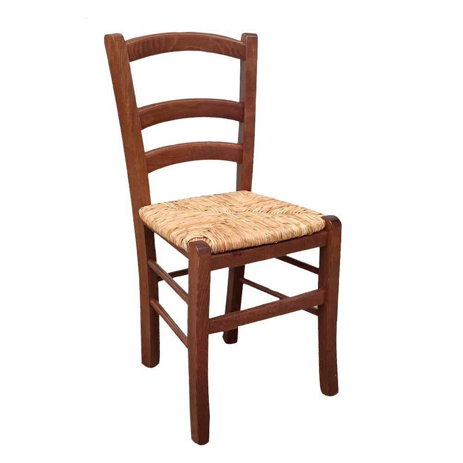 okaffarefatto Zimbardi Chaise en bois massif avec assise en paille de riz couleur noyer foncé