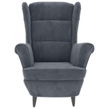 vidaXL Fauteuil à Oreilles avec Tabouret Chaise de Relaxation Siège de Salon Meuble de Salle de Séjour Maison Intérieur Gris Foncé Velours