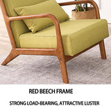 OLSKFUH Chaise De Loisirs pour Chambre À Coucher, Fauteuil en Cuir, Chaise D'Appoint Rétro du Milieu du Siècle Rembourrée avec Cadre en Bois, Chaise De Lecture Confortable,Blue-Size
