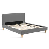 IDMarket - Lit Double scandinave Balta avec tête de lit et sommier 140 x 190 cm Tissu Gris Clair