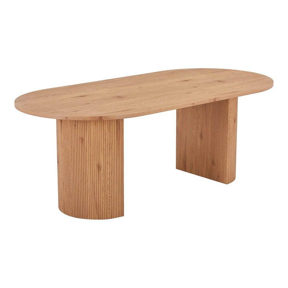 AltoBuy Ankara - Table Repas Ovale Pieds Relief MDF Effet Bois Naturel