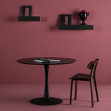 CANTIQUE - Table Ronde 110cm Pied et Plateau Noirs