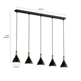 Lindby Suspension Arina à intensité variable (Moderne) en Noir Métal e. a. pour Salon & Salle manger (à 5 lampes, E14), Luminaire, Lampe Plafond, Luminaire Plafonnier, Suspendue