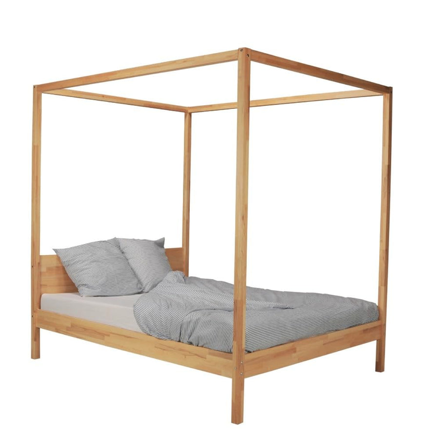 WEBER INDUSTRIES LIT Double À BALDAQUIN Romance 160X200 / HÊTRE Massif Huile