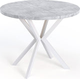 WFL GROUP Table à Manger Extensible Ronde - Table Style Loft avec Blanc Pieds en Métal - 100 à 180 cm - Table Carré Style Industriel pour Le Salon - Compacte - Gris - 100 cm