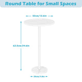 Smusei Table Basse Ronde Noire avec Base en Marbre - Table d'Appoint de 32 cm pour Canapé, Salon, Chambre à Coucher et Petit Espace - Blanche