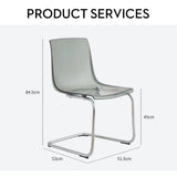 Chaise de salle à manger transparente avec dossier transparent – Design minimaliste en acrylique pour salle à manger, salon, bureau – Pieds galvanisés – Meuble élégant et moderne