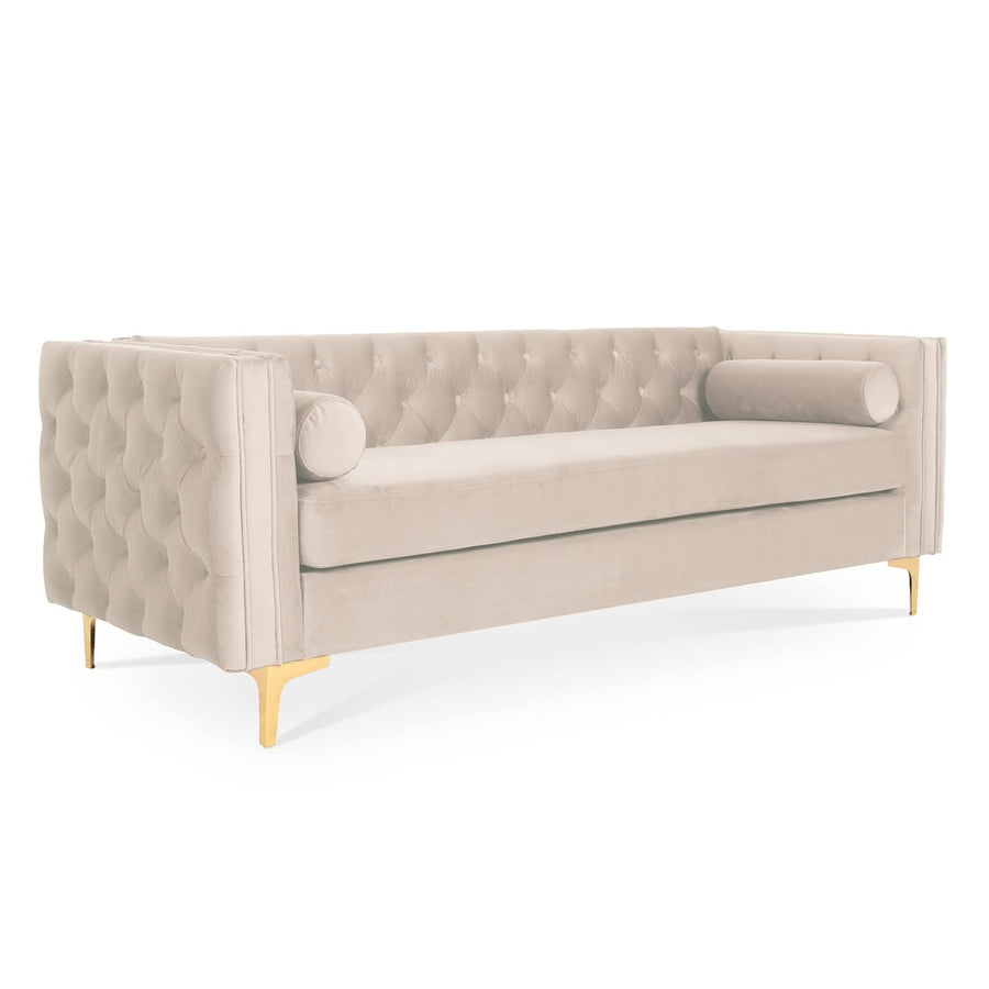INTENSE DECO Canapé 3 Places Edward Velours Beige Pieds doré INTENSE DECO Canapé 3 Places Edward Velours Beige Pieds doré