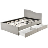 GFM Lit rembourré 140 x 200 cm - Cadre de lit avec sommier à lattes et tête de lit double rembourré - Housse textile en lin gris foncé - Design moderne intemporel - Lit pour adolescent