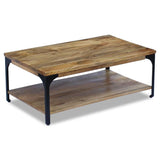 vidaXL Table Basse Table d'Appoint Etagère Bout de Canapé Bois de Manguier