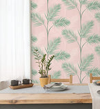 GAULAN - 680913 Papier Peint lessivable Feuilles de Palmiers tropicaux Vert et Rose pâle pour Mur Salon Chambre Salle à Mange tête de lit - Rouleaux de 10 m x 0,53 m