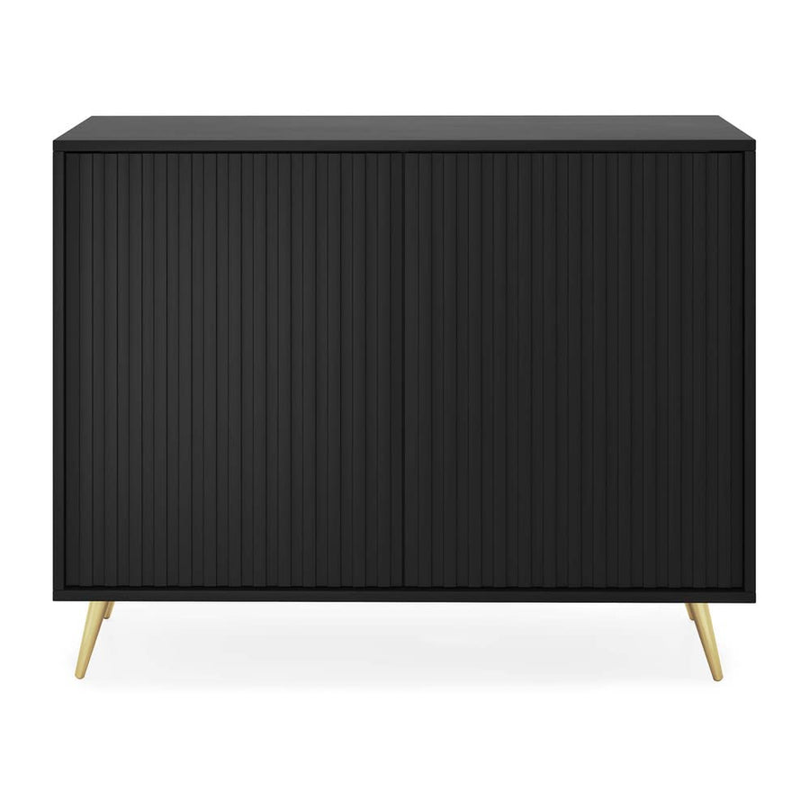 Selsey Commode Armoire 2 Portes À Lamelles 104 cm sur Pieds Dorés Meuble De Rangement Noir Bello Selsey Commode Armoire 2 Portes À Lamelles 104 cm sur Pieds Dorés Meuble De Rangement Noir Bello