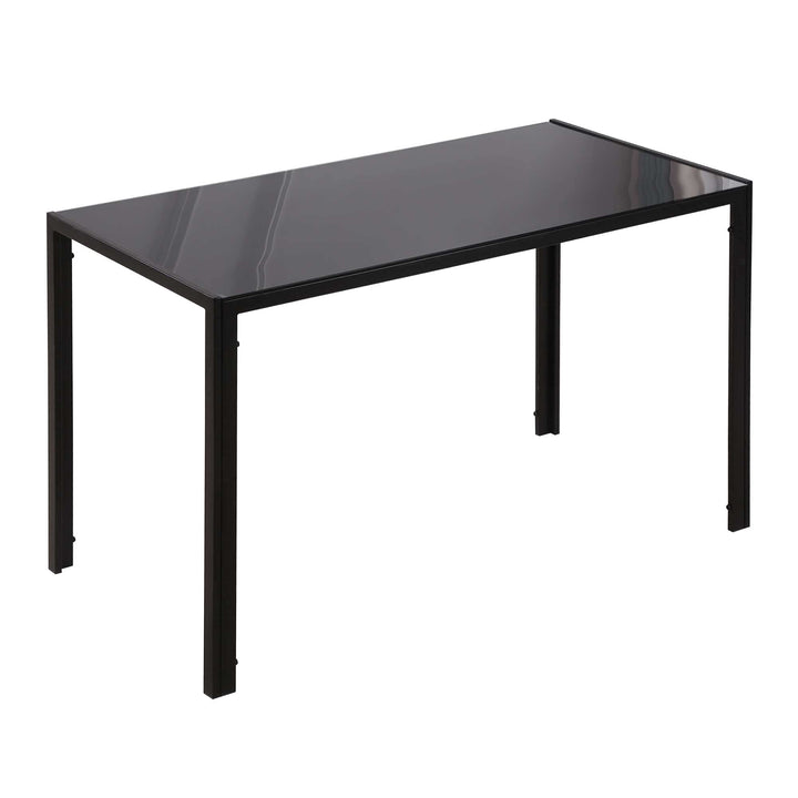 HOMCOM Table à Manger rectangulaire pour 4 Personnes, 120 x 60 x 75 cm, Table de Cuisine avec Plateau en Verre trempé et Pieds en métal, Style Moderne, Noir