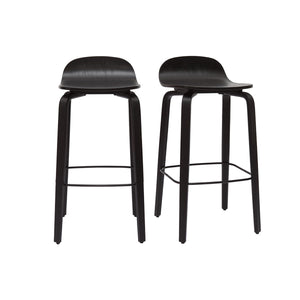 Miliboo Tabourets de Bar Vintage Bois Noir H68 cm (Lot de 2) OBRA