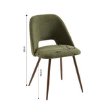 BAÏTA Lot de 2 chaises Elisabeth Tissu Vert Pieds Effet chêne