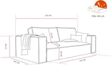GREKPOL Sofa 240x105 cm - Canapé 3 Places Velours Côtelé - Bleu Canapé Convertible 3 Places avec Dossier rembourré