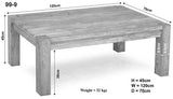 MASSIVMOEBEL24.DE Table Basse 120x70cm - Bois Massif d'acacia Blanchi - Nature White #09