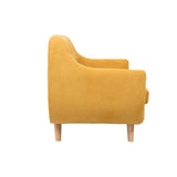 Miliboo Canapé scandinave déhoussable 2 Places en Tissu Effet Velours Jaune Moutarde et Bois Clair YNOK