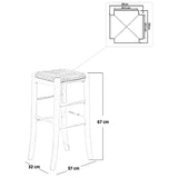 Tabouret carré en bois massif à vernir, de 67 cm de hauteur, avec siège en paille, déjà monté