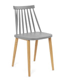 KAYELLES Lot de 2 - Chaise de Cuisine à barreaux bistrot café rétro scandinave, Pieds métal façon Bois Clair BAO (Gris)