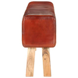 SKM Banc Saut de Cheval 160 cm Marron Cuir Véritable et manguier-607