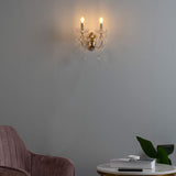 KOSILUM - Applique 2 bras cristal baroque pampilles or rose - Pavia - Lumière Blanc Chaud Eclairage Salon Chambre Cuisine Couloir - - - E14 - IP20