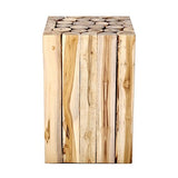 Table D´Appoint Table De Salon En Bois Teck Bois-Bloc Massif Tabouret De Fleures Design Table De Chevet Brillibrum Flyer