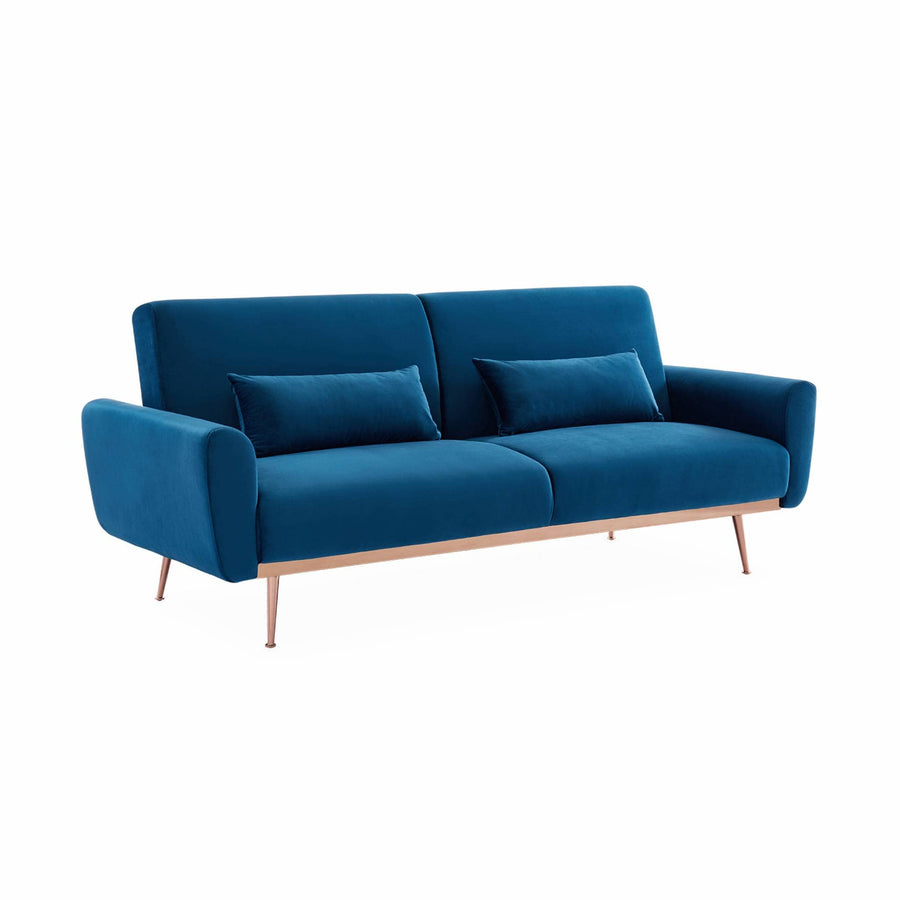 Alice Alice's Home - Canapé Convertible Design en Velours - Oskar - 2-3 Places scandinave Droit avec Pieds Fins Or Rose