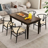 RELAX4LIFE Lot de 2 Chaise Wishbone, Chaise Scandinave Salle a Manger, Assise Tissée en Corde de Papier, Dossier en Y, Cadre Métallique, Chaises Salon Intérieur pour Bureau Cuisine (Noir+Naturel,1)