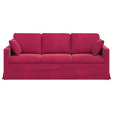 Foknhdi Canapé en velours, bordeaux, 198 x 78 x 80 cm, avec cadre en métal et accoudoirs en bois, petit canapé moderne pour salon, chambre à coucher, bureau