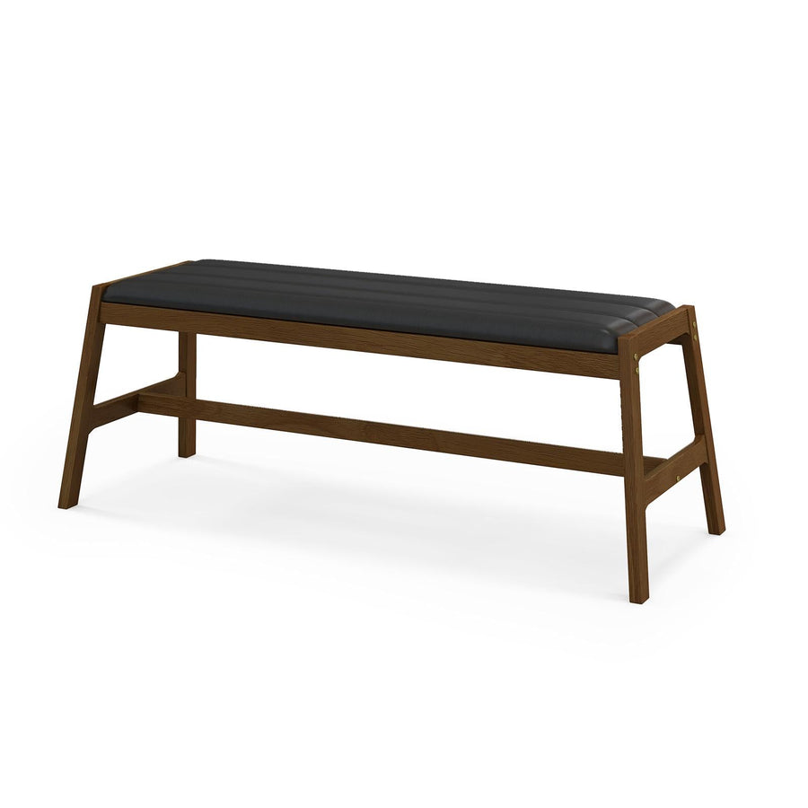 HOMASIS Banc rembourré en bois massif avec siège en PVC et mousse - Charge maximale : 150 kg - Banc de salle à manger pour salle à manger, cuisine, salon, noyer et noir HOMASIS Banc rembourré en bois massif avec siège en PVC et mousse - Charge maximale : 150 kg - Banc de salle à manger pour salle à manger, cuisine, salon, noyer et noir
