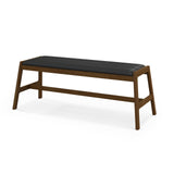 HOMASIS Banc rembourré en bois massif avec siège en PVC et mousse - Charge maximale : 150 kg - Banc de salle à manger pour salle à manger, cuisine, salon, noyer et noir