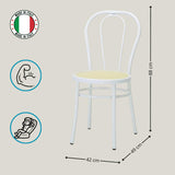 Tomaino - Chaise de cuisine en fer avec assise en paille - Ensemble de chaises de salle à manger Vienne pour restaurant, bar, Osteria, Trattoria Model Thonet, Bistrot (4, Blanc)