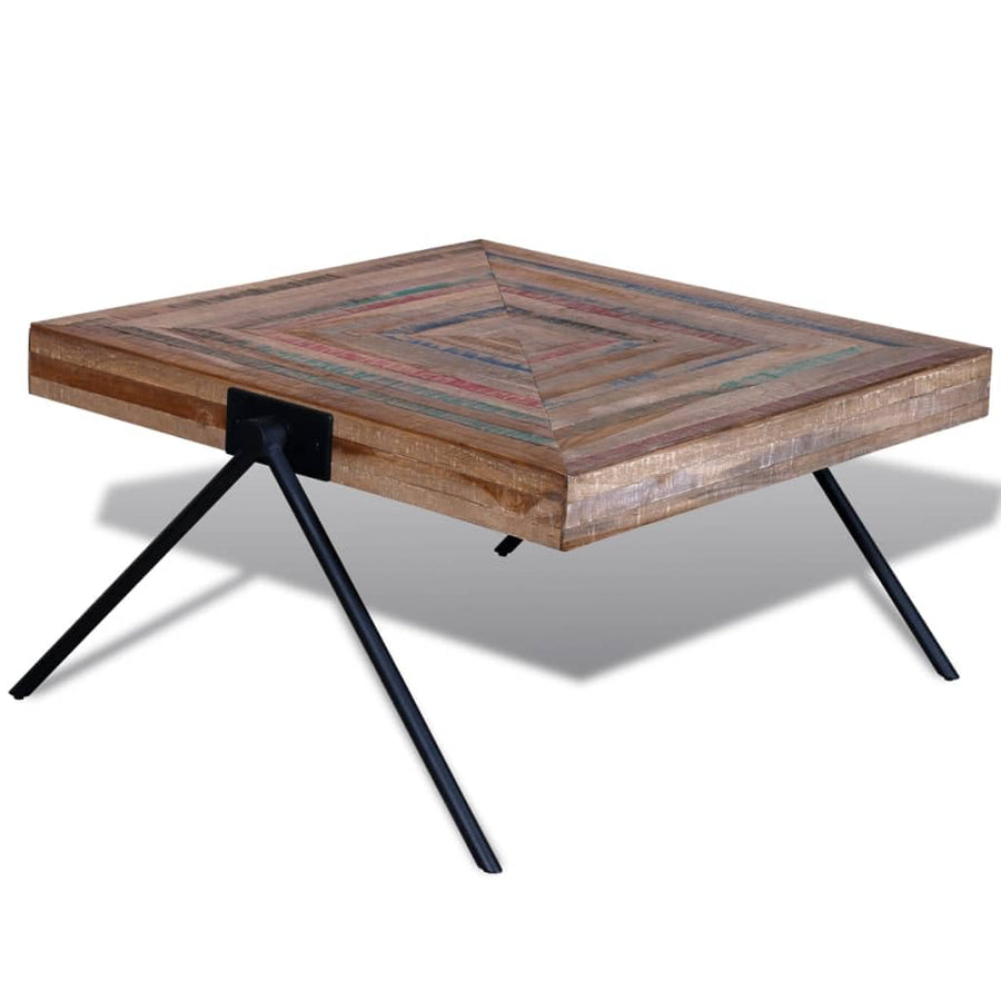 vidaXL Table Basse Table de Salon Teck recyclé avec Pieds V Table d vidaXL Table Basse Table de Salon Teck recyclé avec Pieds V Table d'appoint