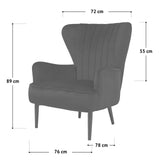 SVITA Arthur Fauteuil de relaxation moderne rembourré en velours Bleu foncé