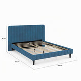 IDMarket - Lit Double Annie 140 x 190 cm Velours Bleu