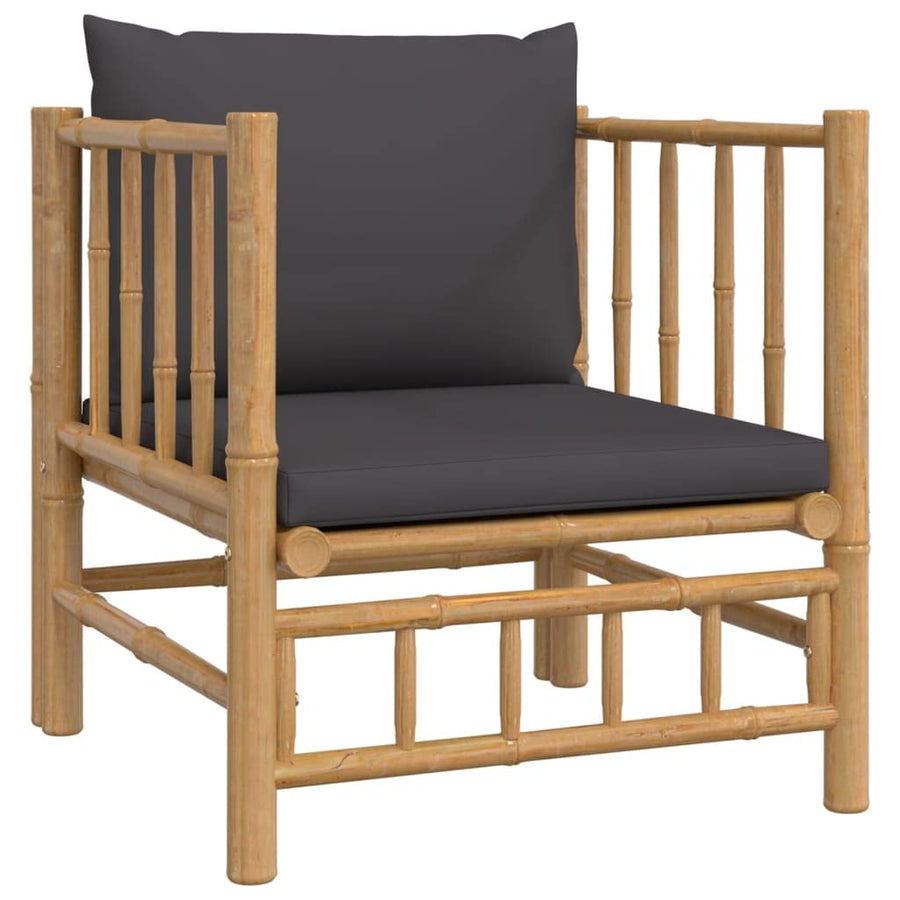 Générique Canapé de Jardin avec Coussins Gris foncé Bambou,Meubles,Mobilier de Jardin,Sièges de Jardin,Éléments pour canapés modulables de Jardin,Gris,24.36 LB,362311