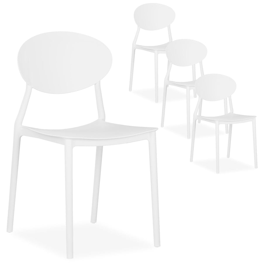 Homestyle4u Lot de 4 chaises de Jardin Blanches, chaises de Cuisine en Plastique, chaises empilables, Chaise de Balcon, Chaise d Homestyle4u Lot de 4 chaises de Jardin Blanches, chaises de Cuisine en Plastique, chaises empilables, Chaise de Balcon, Chaise d'extérieur