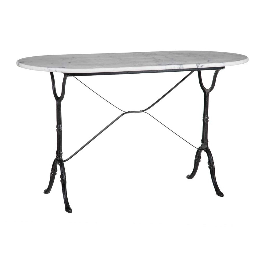 Lolahome Table de Salle à Manger Ovale en marbre et métal Vintage Noir/Blanc 120 x 60 x 71 cm Lolahome Table de Salle à Manger Ovale en marbre et métal Vintage Noir/Blanc 120 x 60 x 71 cm