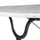 Lolahome Table de Salle à Manger Ovale en marbre et métal Vintage Noir/Blanc 120 x 60 x 71 cm