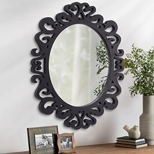 AOAOPQ Miroir mural décoratif ovale antique de style baroque noir vintage pour salon, couloir, salle de bain, chambre à coucher, petit miroir à suspendre pour entrée AOAOPQ Miroir mural décoratif ovale antique de style baroque noir vintage pour salon, couloir, salle de bain, chambre à coucher, petit miroir à suspendre pour entrée