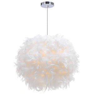 iDEGU Lustre Suspension Ø 30cm Lustre Plume Blanche Suspension Luminaire pour Chambre