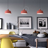 creative cables - Suspension fabriquée en Italie avec câble Textile, Abat-Jour Coupe en céramique et Finition en métal - sans Ampoule, Rouge Corail à Rayures - Blanc