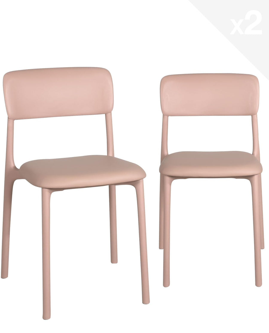 KAYELLES Lot de 2 chaises contemporaines de Cuisine, Chambre ou Salle à Manger en polypropylène avec Confortable Coussin en Simili Cuir rembourré intégré Rim (Rose) KAYELLES Lot de 2 chaises contemporaines de Cuisine, Chambre ou Salle à Manger en polypropylène avec Confortable Coussin en Simili Cuir rembourré intégré Rim (Rose)