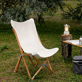 Navaris Chaise Pliante Style Papillon – Siège Pliable en Bois 54 x 70 x 93 cm avec Toile Lavable – pour extérieur Camping Jardin Balcon terrasse