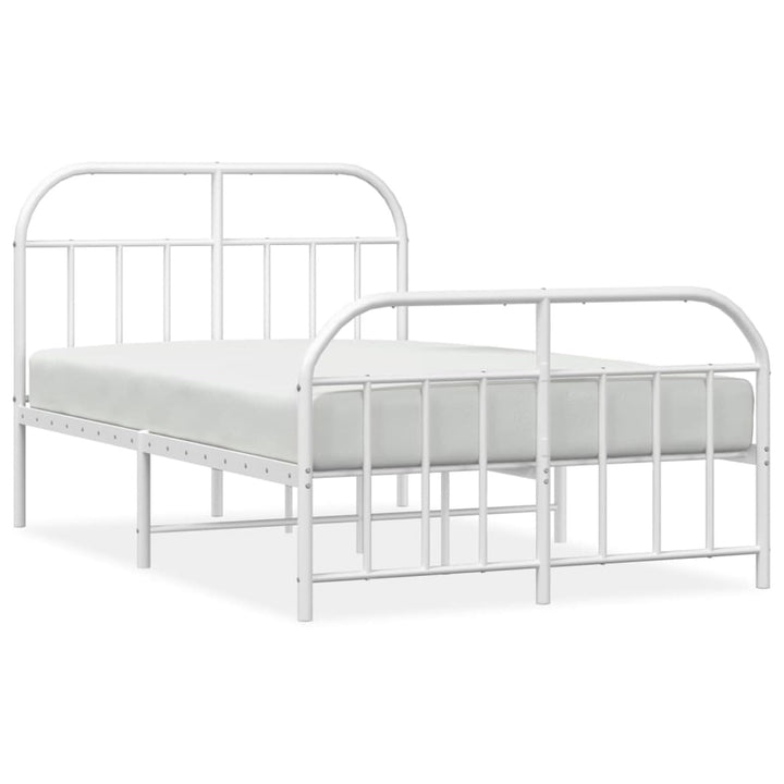 Capwee Lit 120x190 cm Cadre de lit en métal Lit Double en Métal pour Adultes-Blanc-120 x 190 cm-avec tête de lit et Pied de lit