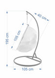 Kideo® Ensemble complet : fauteuil suspendu avec cadre et coussin, demi-coque, bubble, translucide (structure : blanc/panier : transparent (transparent), coussin : blanc (1000 Snow))